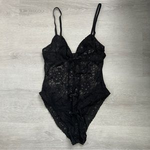 Victoria’s Secret Black Bow Crotchless Teddy
